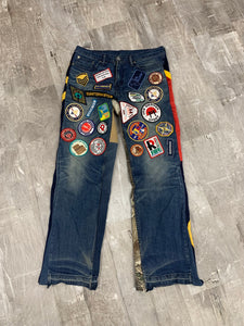 Jersey Patch Flare Jeans- 29x30